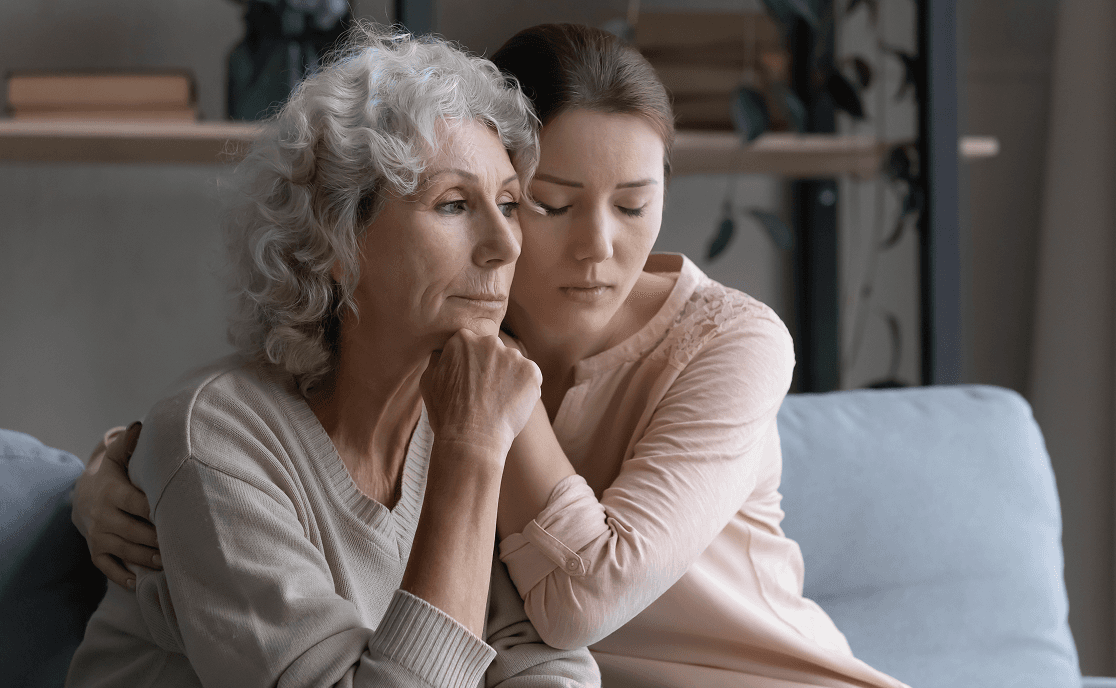 Family reviewing documents