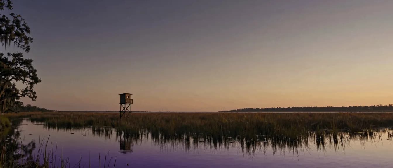 A wide salt marsh under an open evening sky